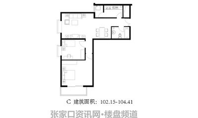 C户型 面积102.15-104.41㎡