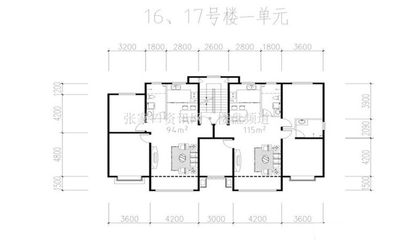 16、17号楼一单元94—115㎡户型