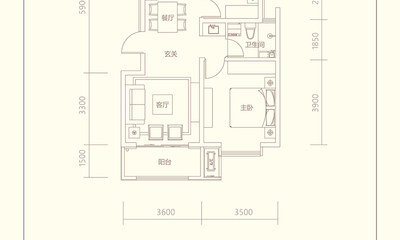 F户型 建筑面积约83㎡