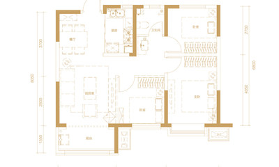 B户型 建筑面积约90㎡