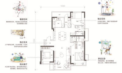 127平米3室2卫户型