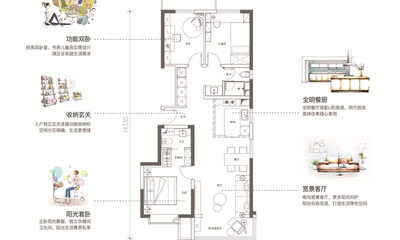 102平米三室两卫户型