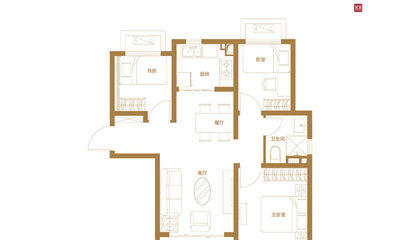 温馨三居 建面约85㎡