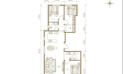 建面约134-139平米三室两厅两卫