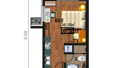 1#、3#A户型，建面约38.05平米