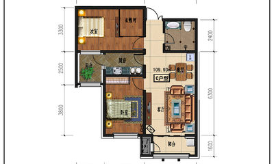 1#3#C户型，建面约109.93平米